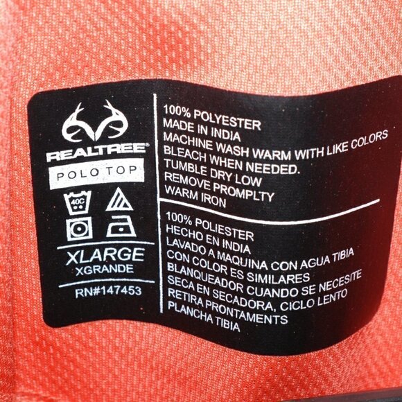 Real Tree XL POLO Men's Short Sleeve Shirt Salmon Golf Activewear EUC - Picture 3 of 3